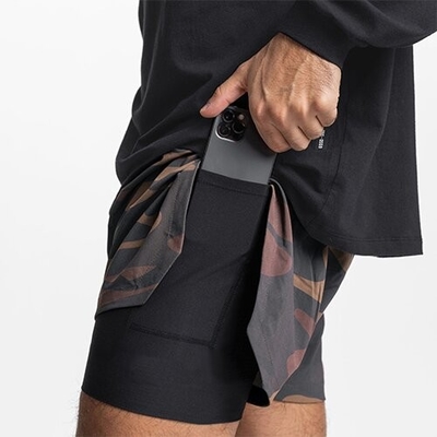 European and American men's casual double -layer shorts in summer sports fitness running