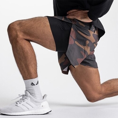 European and American men's casual double -layer shorts in summer sports fitness running