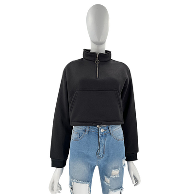 50% Cotton 50% Polyester Long Sleeve Sweatshirts French Terry Zip Up Hoodie