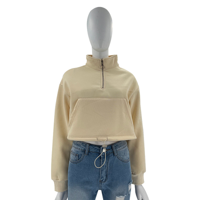 50% Cotton 50% Polyester Long Sleeve Sweatshirts French Terry Zip Up Hoodie