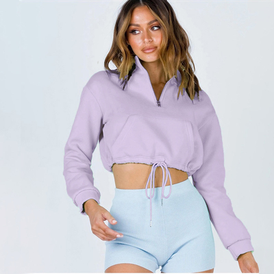 50% Cotton 50% Polyester Long Sleeve Sweatshirts French Terry Zip Up Hoodie