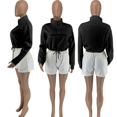50% Cotton 50% Polyester Long Sleeve Sweatshirts French Terry Zip Up Hoodie
