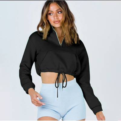 50% Cotton 50% Polyester Long Sleeve Sweatshirts French Terry Zip Up Hoodie