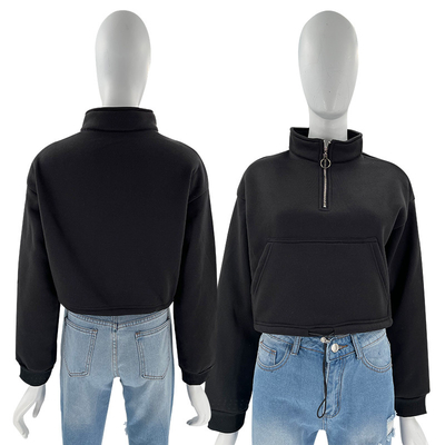 50% Cotton 50% Polyester Long Sleeve Sweatshirts French Terry Zip Up Hoodie