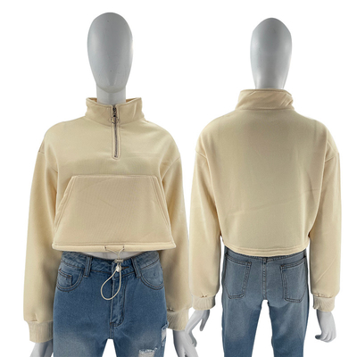 50% Cotton 50% Polyester Long Sleeve Sweatshirts French Terry Zip Up Hoodie