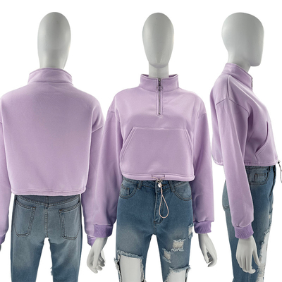50% Cotton 50% Polyester Long Sleeve Sweatshirts French Terry Zip Up Hoodie
