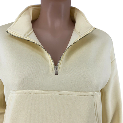 50% Cotton 50% Polyester Long Sleeve Sweatshirts French Terry Zip Up Hoodie