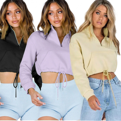 50% Cotton 50% Polyester Long Sleeve Sweatshirts French Terry Zip Up Hoodie