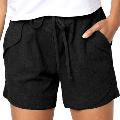 woman's fashion boxers casual shorts spring new style high waist lace-up elastic sports pants