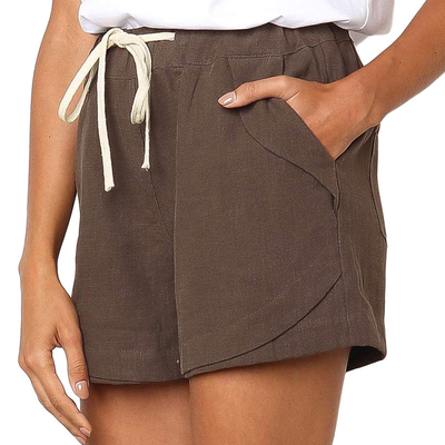woman's fashion boxers casual shorts spring new style high waist lace-up elastic sports pants
