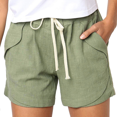 woman's fashion boxers casual shorts spring new style high waist lace-up elastic sports pants