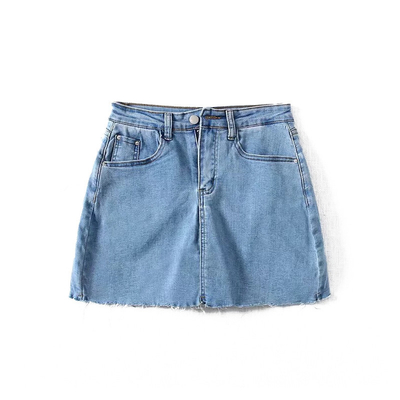 Women's Slim Flexible Mini Denim High Waisted Skirts With Built In Shorts