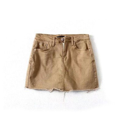 Women's Slim Flexible Mini Denim High Waisted Skirts With Built In Shorts