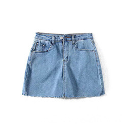 Women's Slim Flexible Mini Denim High Waisted Skirts With Built In Shorts