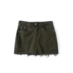 Women's Slim Flexible Mini Denim High Waisted Skirts With Built In Shorts